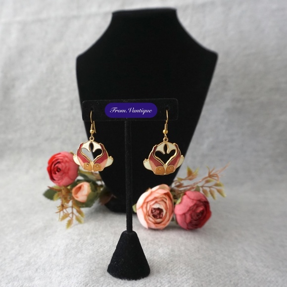 🐠 VINTAGE Gold Pisces / Double Fishes Japanese Style Earrings👂✨ - Picture 3 of 6